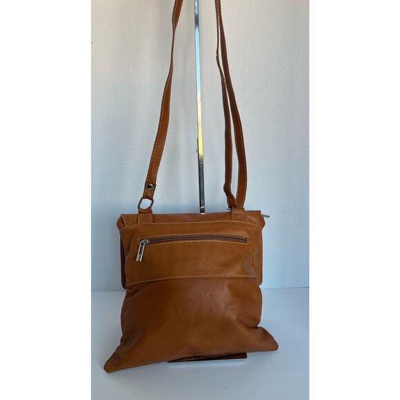 Vera Pelle Leather Cognac Brown Crossbody Shoulder Purse  Bag - Picture 6 of 15